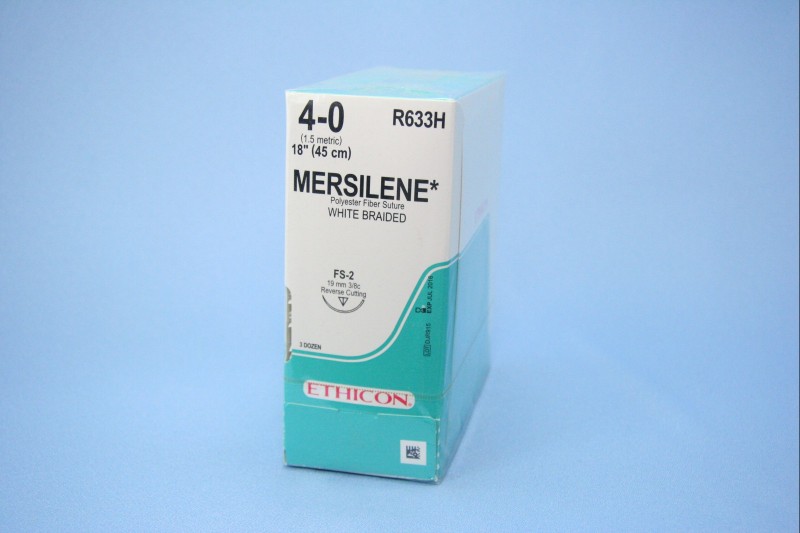 Nonabsorbable Suture with Needle Mersilene™ Polyester FS-2 3/8 Circle Needle Size 4-0 Braided