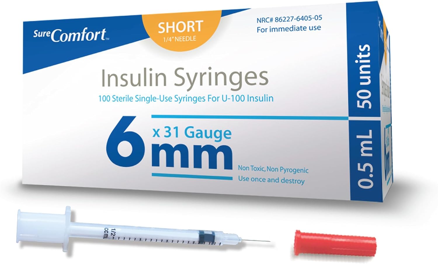 SYRINGE INSULIN 31G X 1/4 1/2cc 100 ct Allison Medical