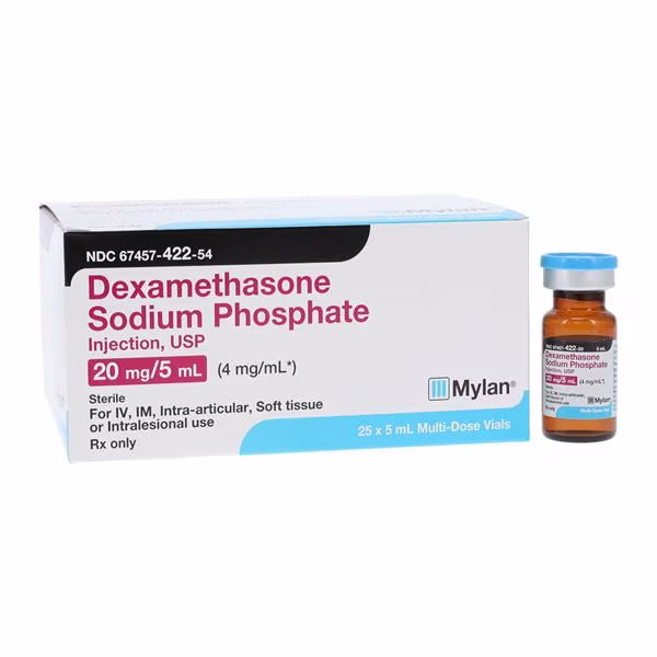 Dexamethasone Sodium Phos Inj 4mg/mL MDV 5ml 25BX MYLAN INSTITUTIONAL 67457-0422-54
