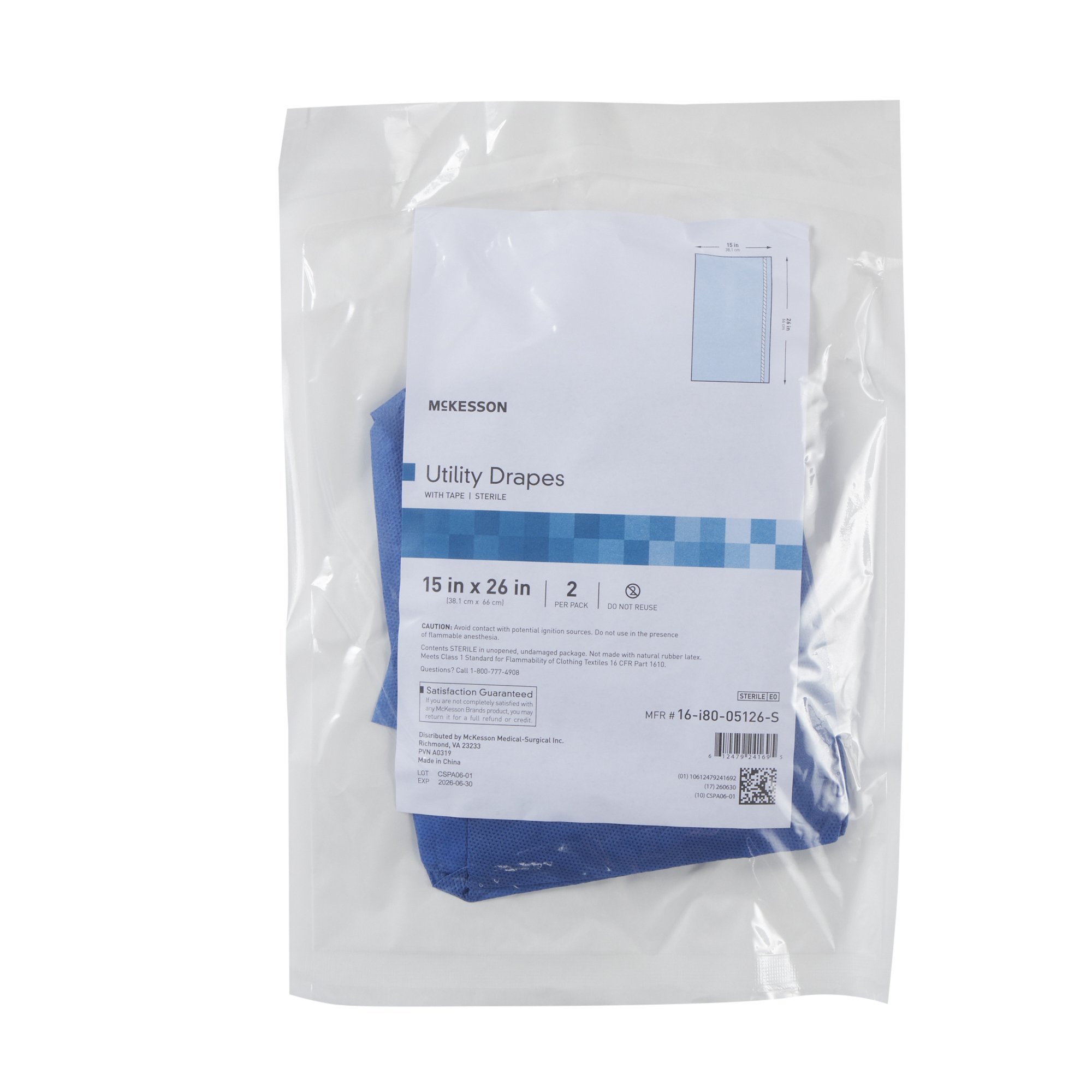 DRAPE SURGICAL UTILITY With Tape 15X25 2/PK50PK/CS Mckesson Medical and Surgical Inc