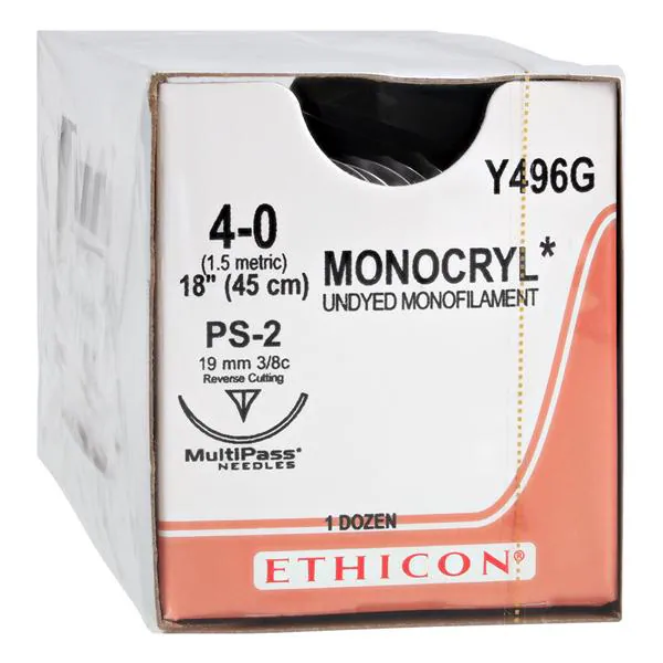 Absorbable Suture with Needle Monocryl™ Poliglecaprone PS-2 3/8 Circle Precision Reverse Cutting Nee