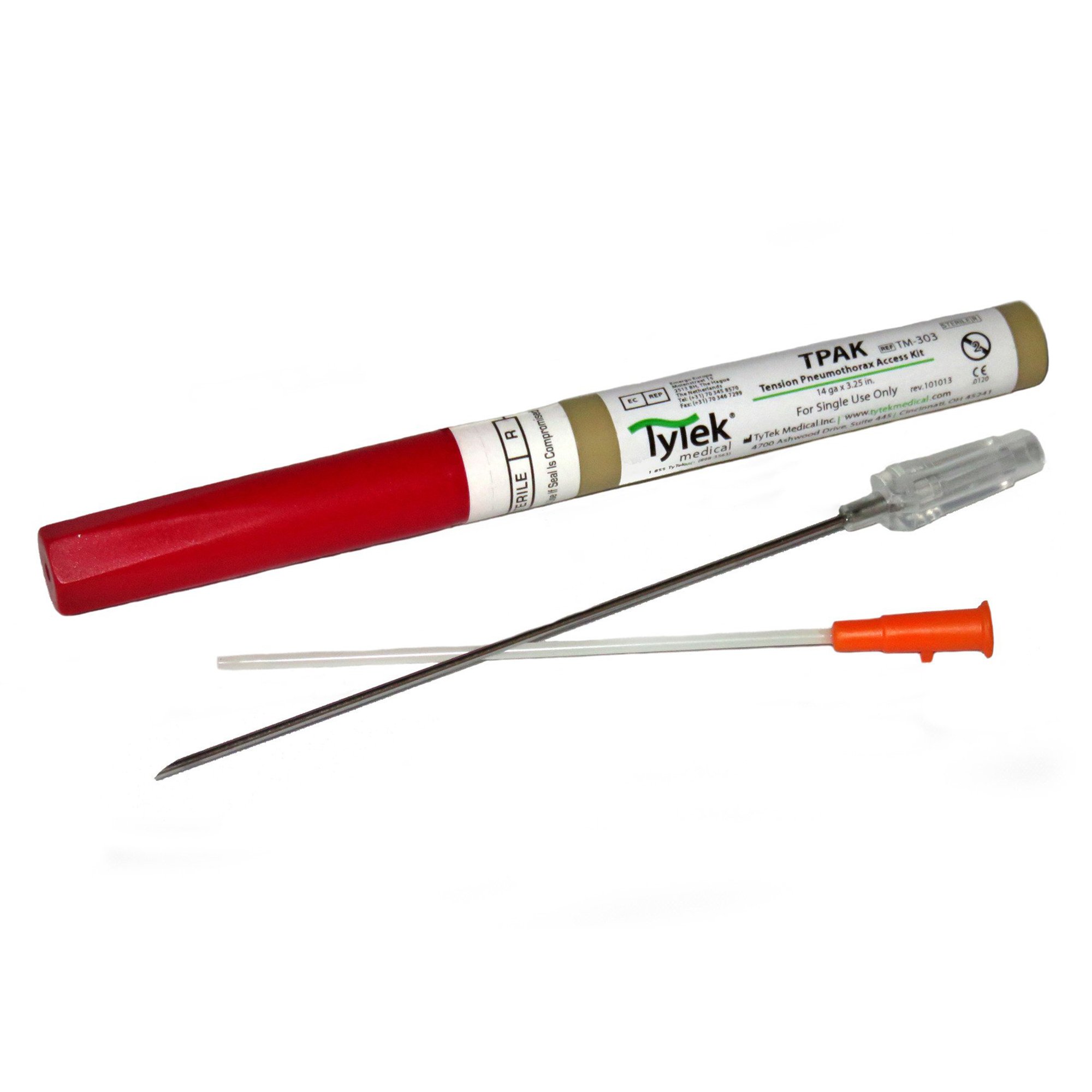 Needle Decompression Kit Tylek 14 Gauge ACCESS KIT, TENSION PNEUMOTHO RAX RND 14G 3.25" (50/CS) Safe