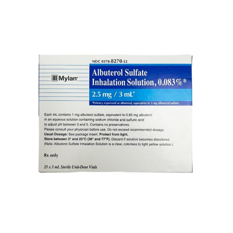 Albuterol Sulfate, Preservative Free 0.083%, 2.5 mg / 3 mL Solution 60 Vials