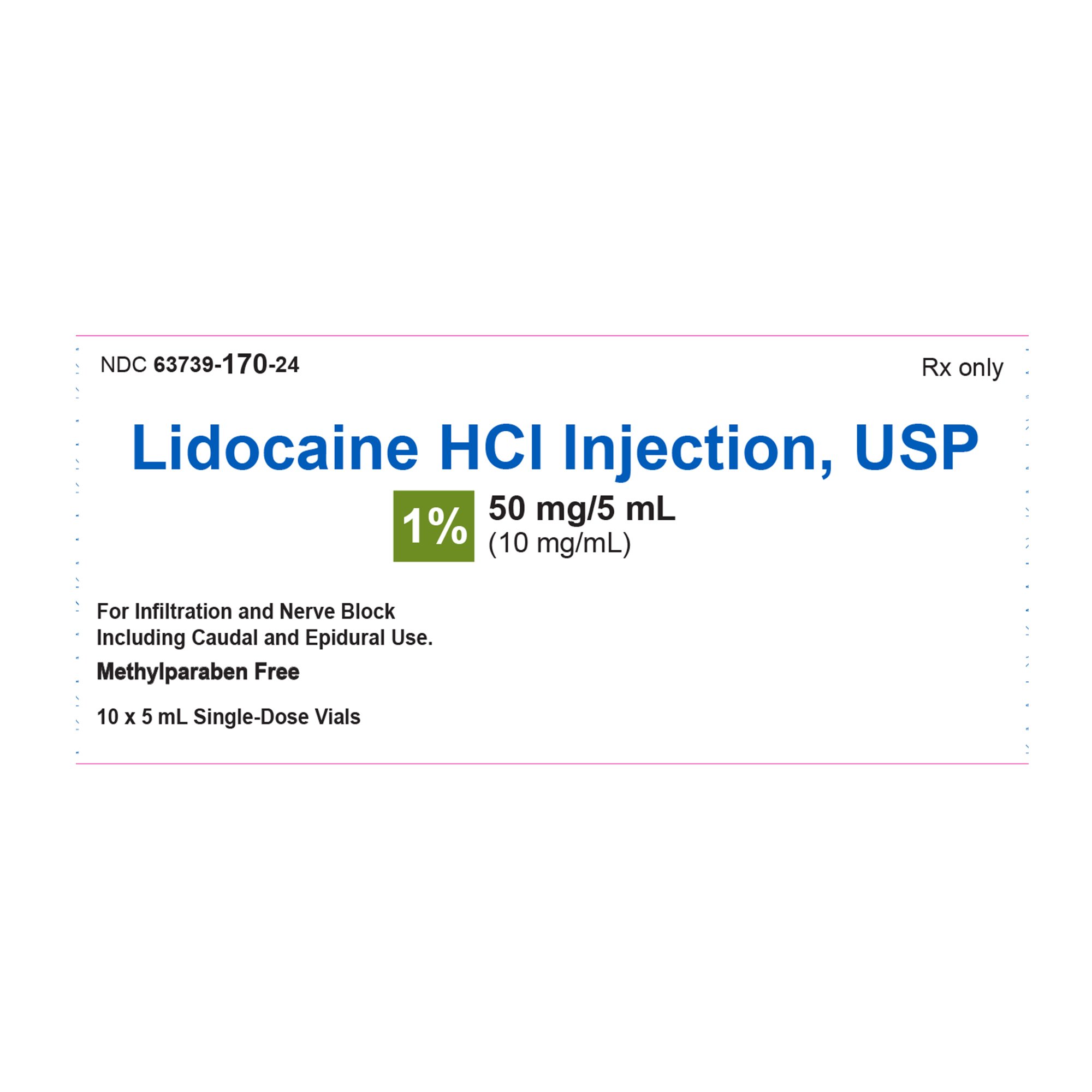 Lidocaine HCl, MPF 1%, 10 mg / mL Injection 5 mL Sky Pharma Packing Inc
