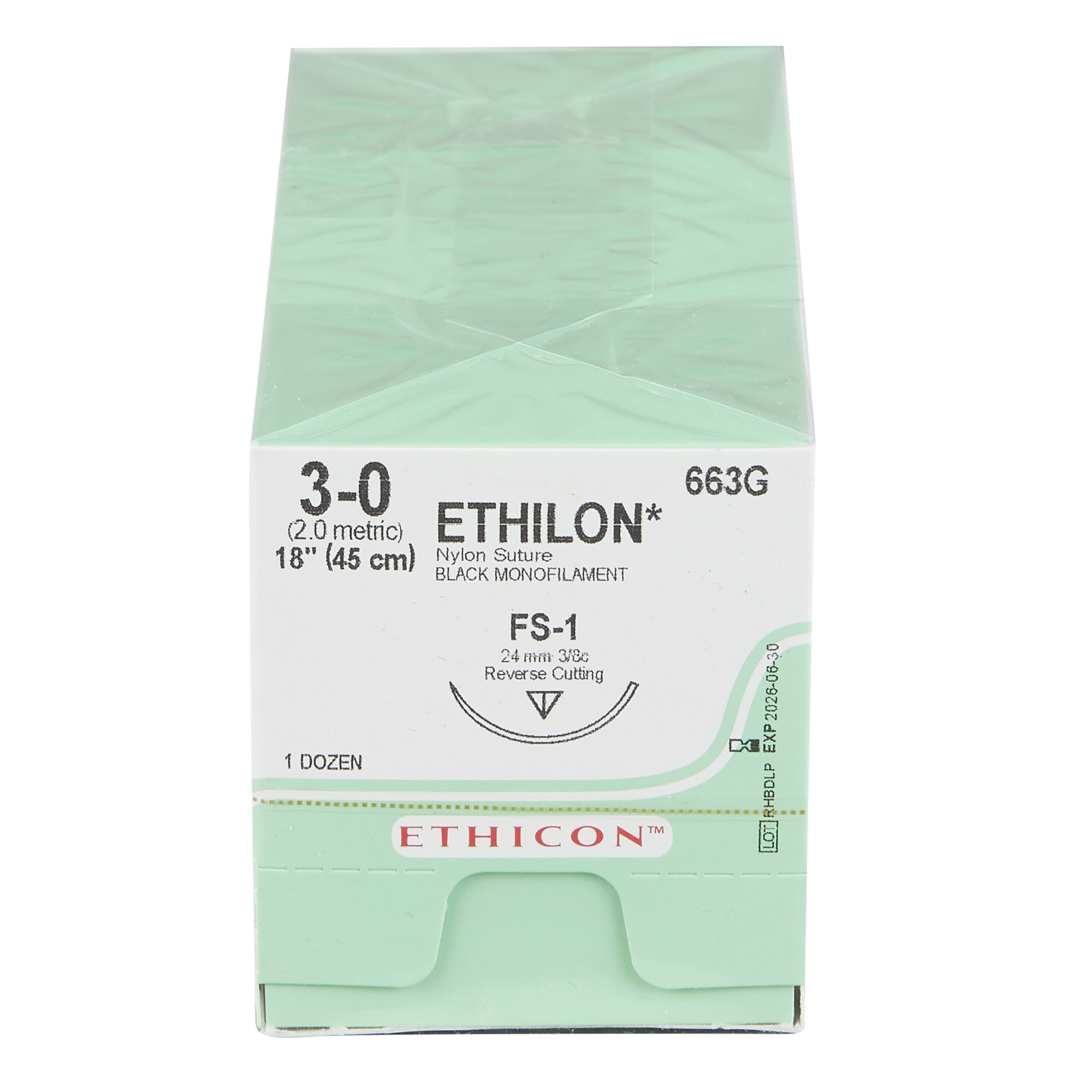Suture Ethilon 3-0 FS-1 (12/BX) Ethicon - Suture 243 663G