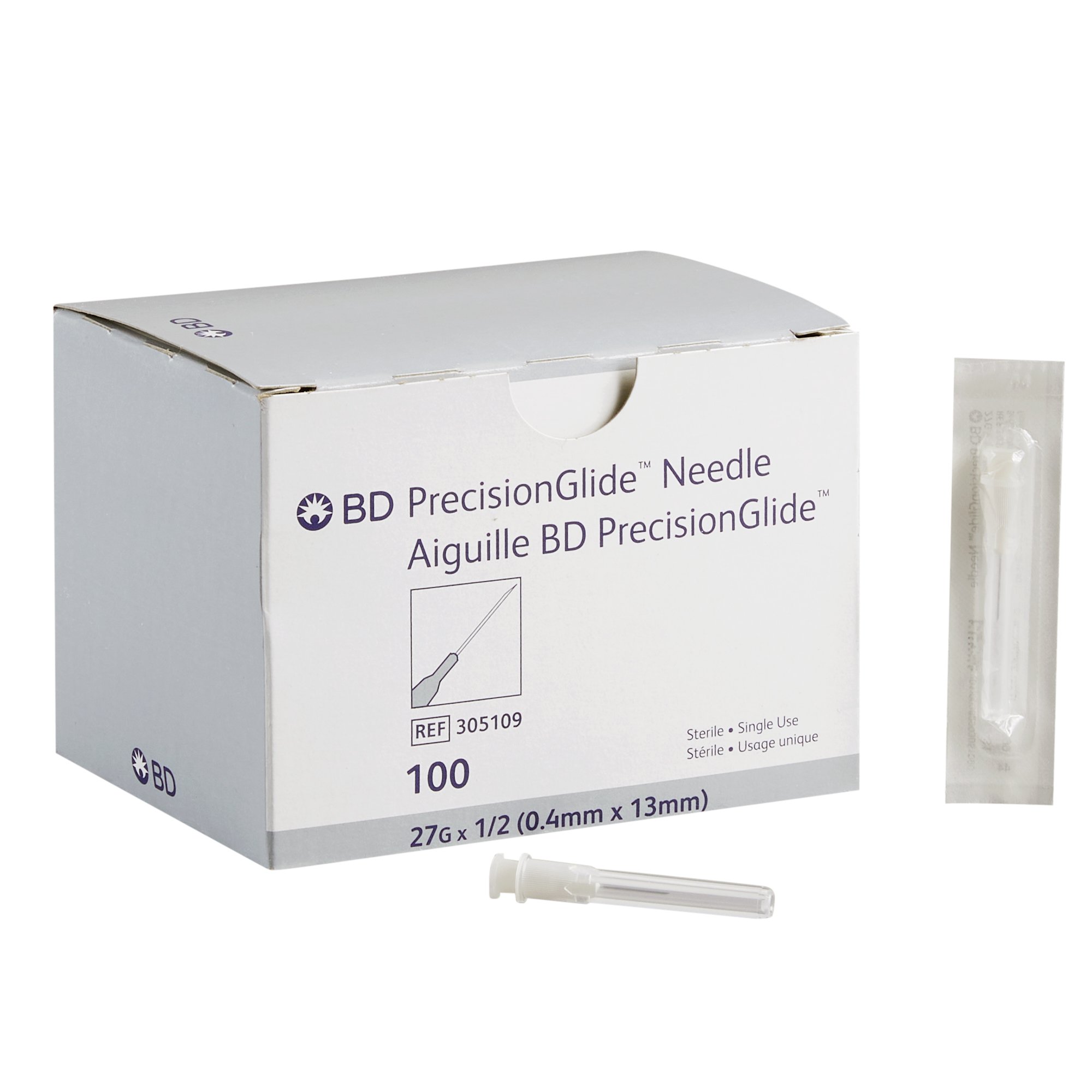 Hypodermic Needle PrecisionGlide™ 1-1/4 Inch Length 27 Gauge Thin Wall Without Safety NEEDLE, HYPO 2