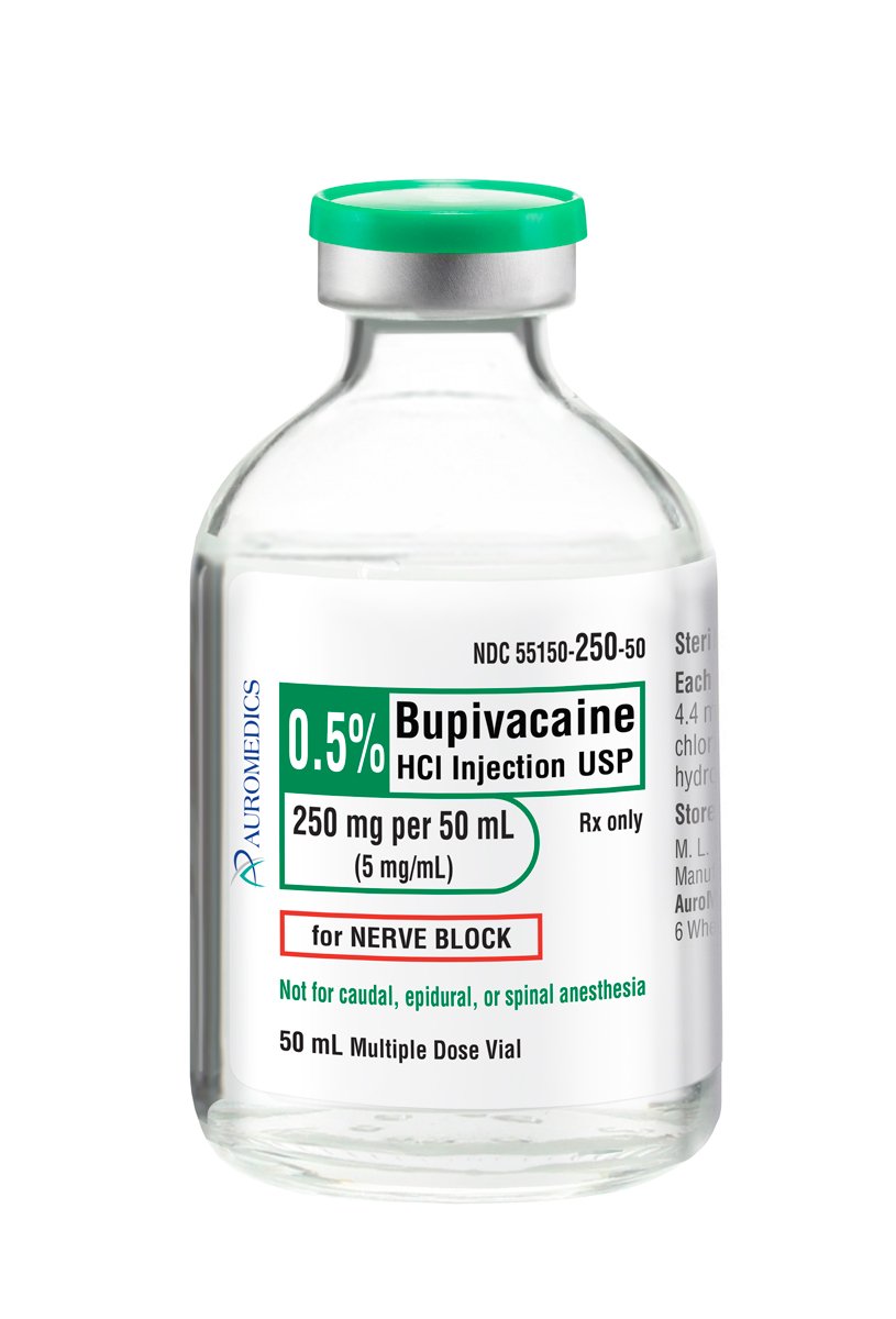 Bupivacaine 0.5% HCL Injection MDV 50ML 25/BX Eugia AuroMedics Pharma 55150-0250-50