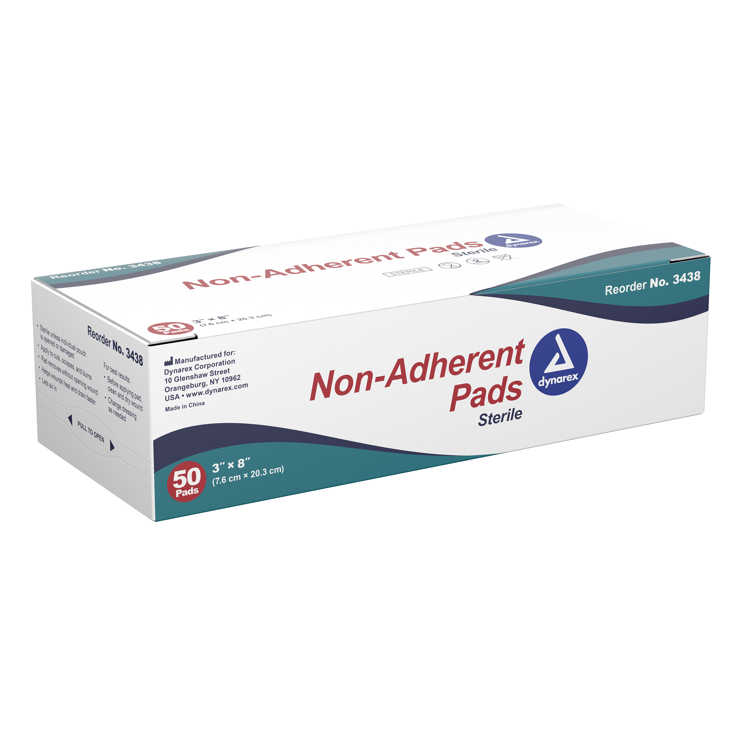 Non-Adherent Pads Sterile, 3 x 8 50 Ct Dynarex Corporation 3438