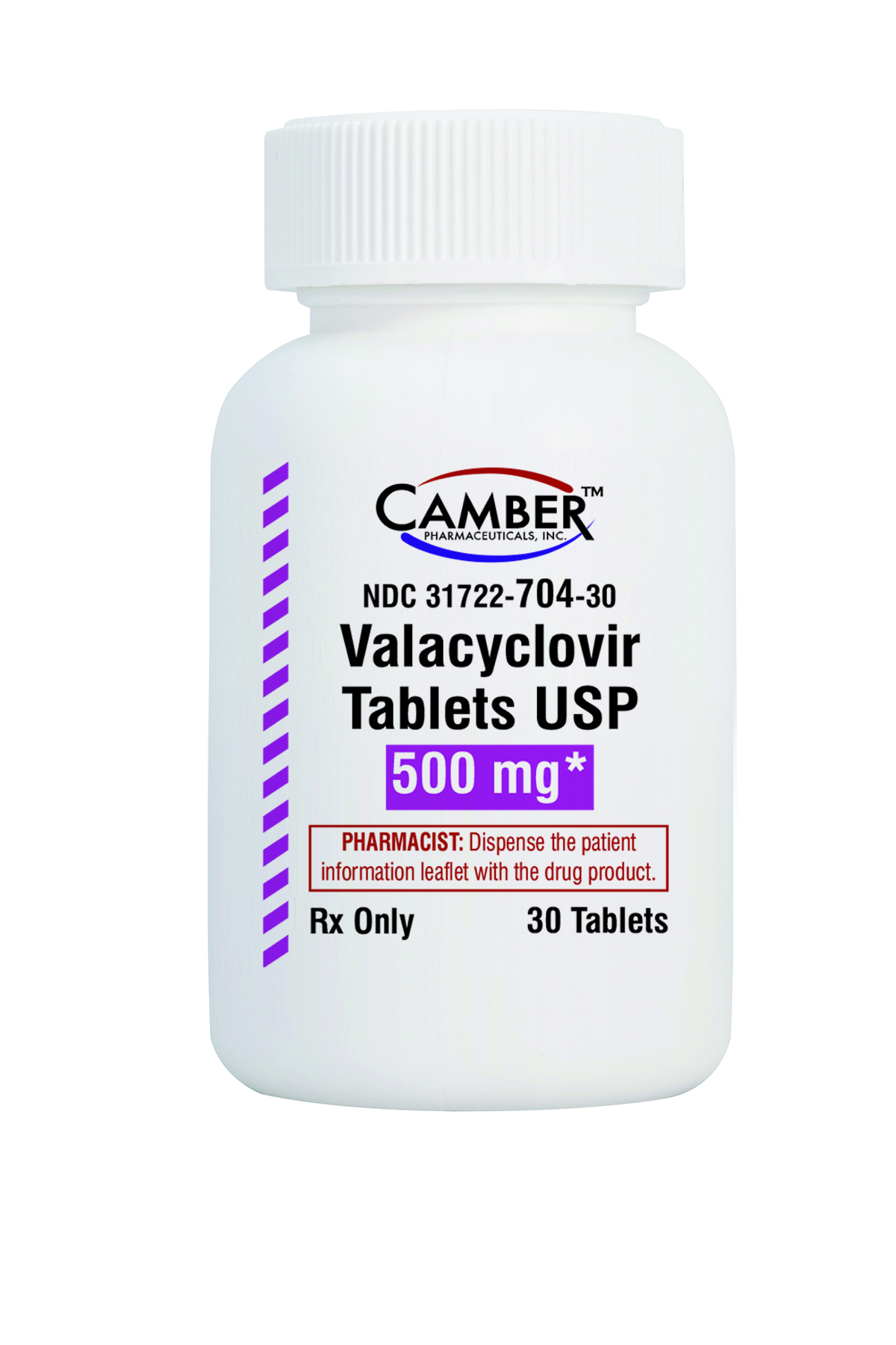 VALACYCLOVIR 500 mg VALTREX 30 Ct Camber Pharmaceuticals Inc