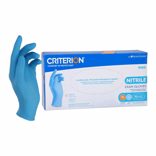 Criterion N100 Nitrile Exam Gloves X-Large Blue Non-Sterile 90/Box, 10 BX/CA Henry Schein Inc.