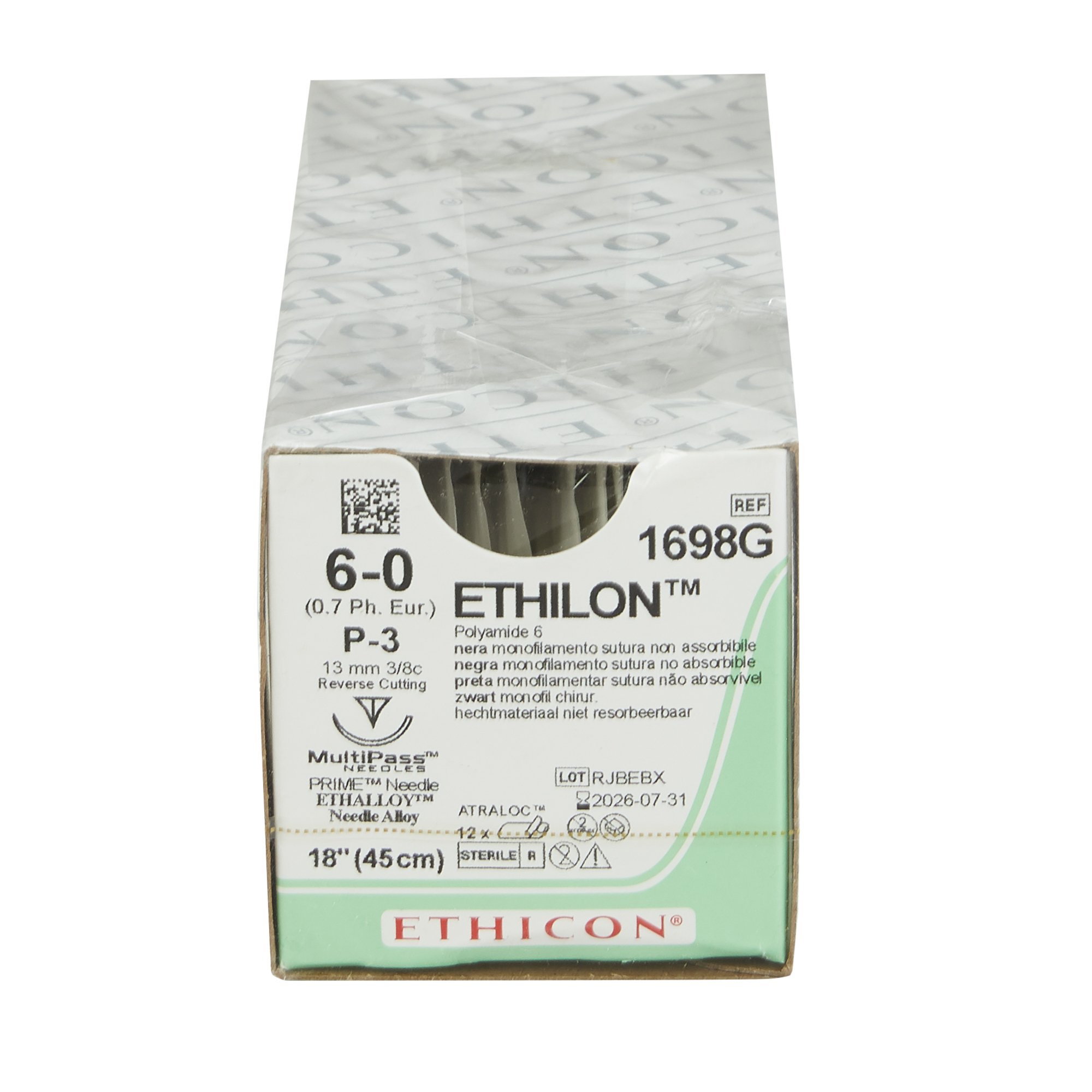 SUTURE, ETHILON BLK MONO 6-0 18" P-3 (12/BX) Ethicon - Suture 243 1698G