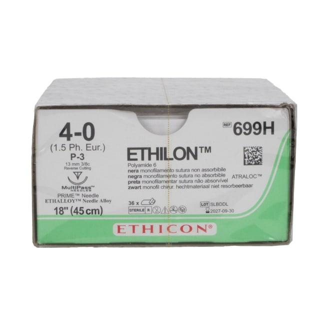 Ethilon Suture Nylon Monofilament 4-0 18" Non-Absorbable P-3 Precision Uncoated Black 36/Box 699H
