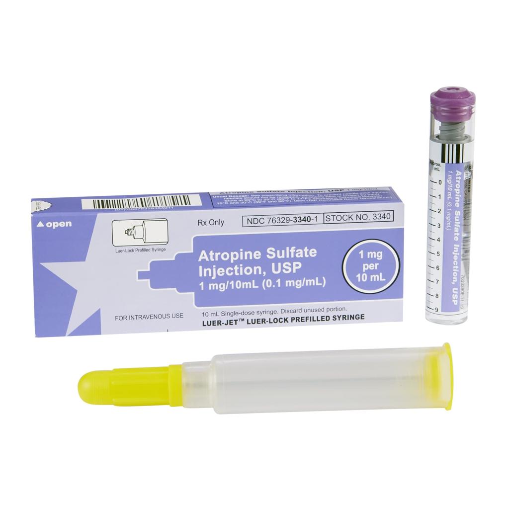 Atropine Sulfate Injection 0.1mg/mL Luer-Jet Prefilled Syringe 10mL 10/Package