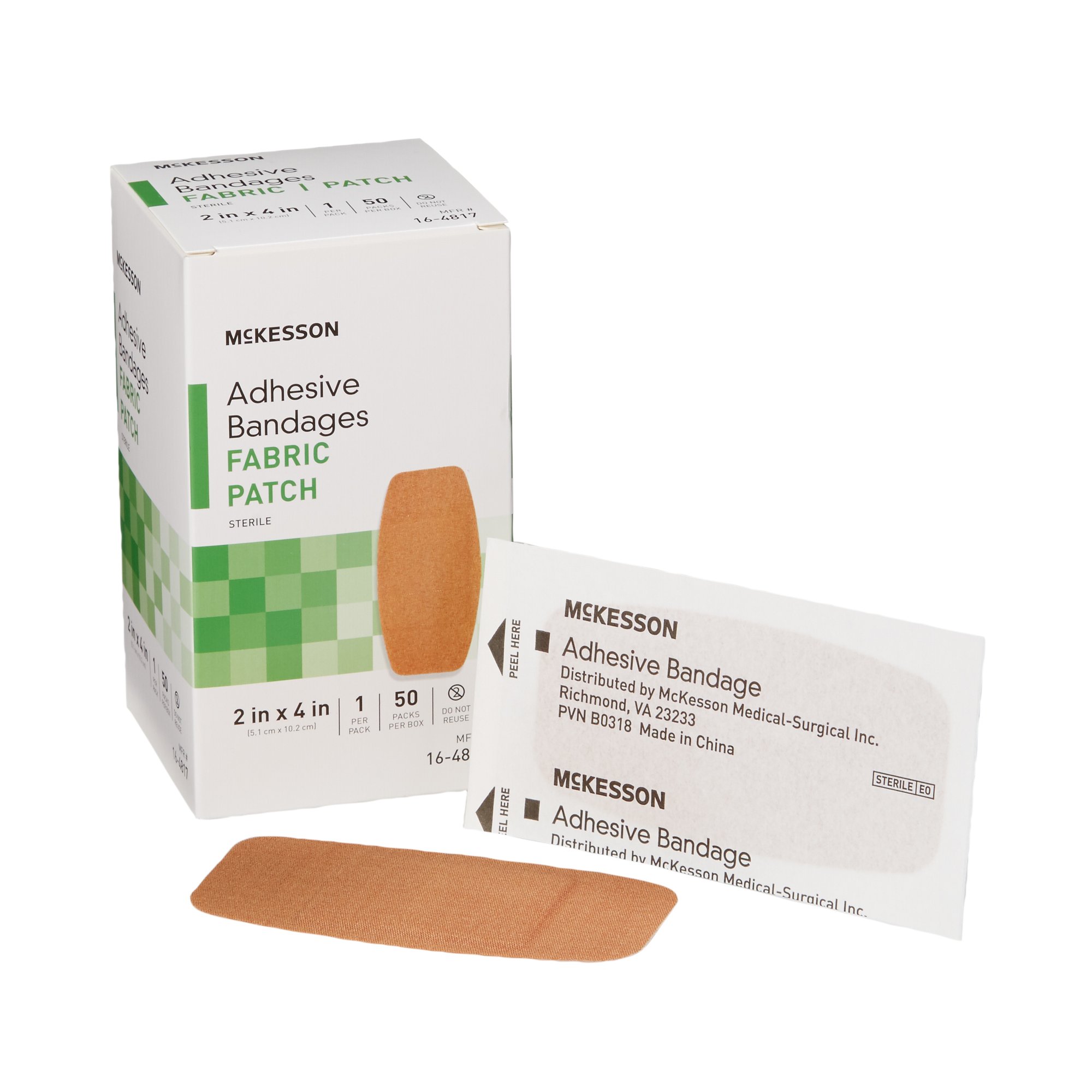 BANDAGE, ADHESV FABR PTCH 2X4 STR LF 50/BX Mckesson Medical and Surgical Inc