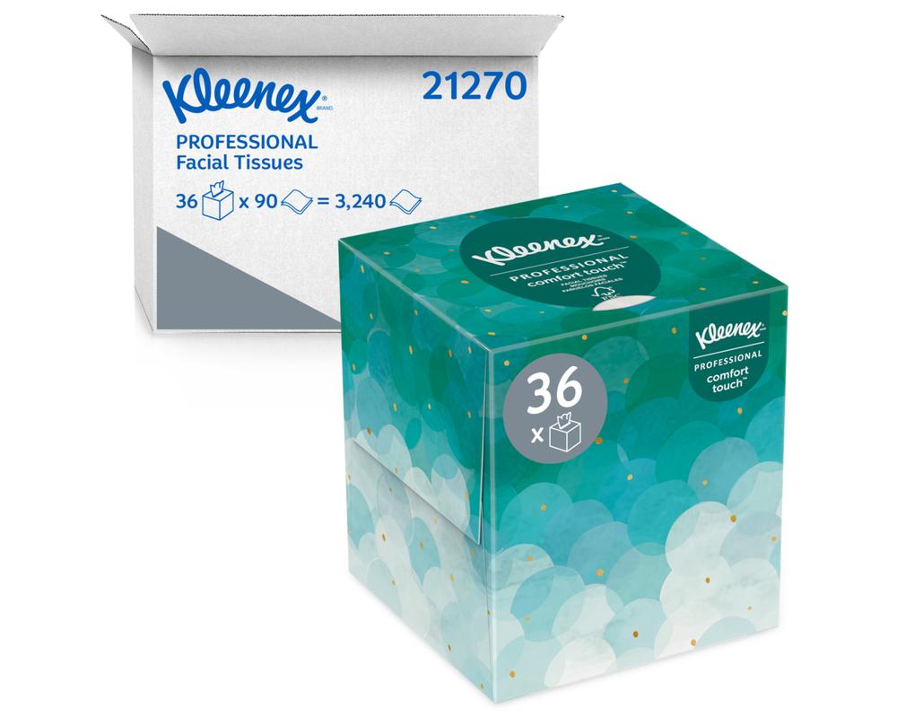 Kleenex Boutique Facial Tissue White 2 Ply Upright Box 90/Box, 36 BX/CA Kimberly Clark Professional