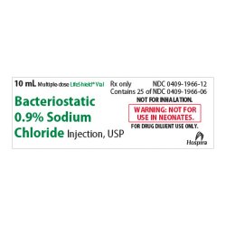 Sodium Chloride Bacteriostatic Injection 0.9% LF MDV 10mL 25/Bx, 4 BX/CA