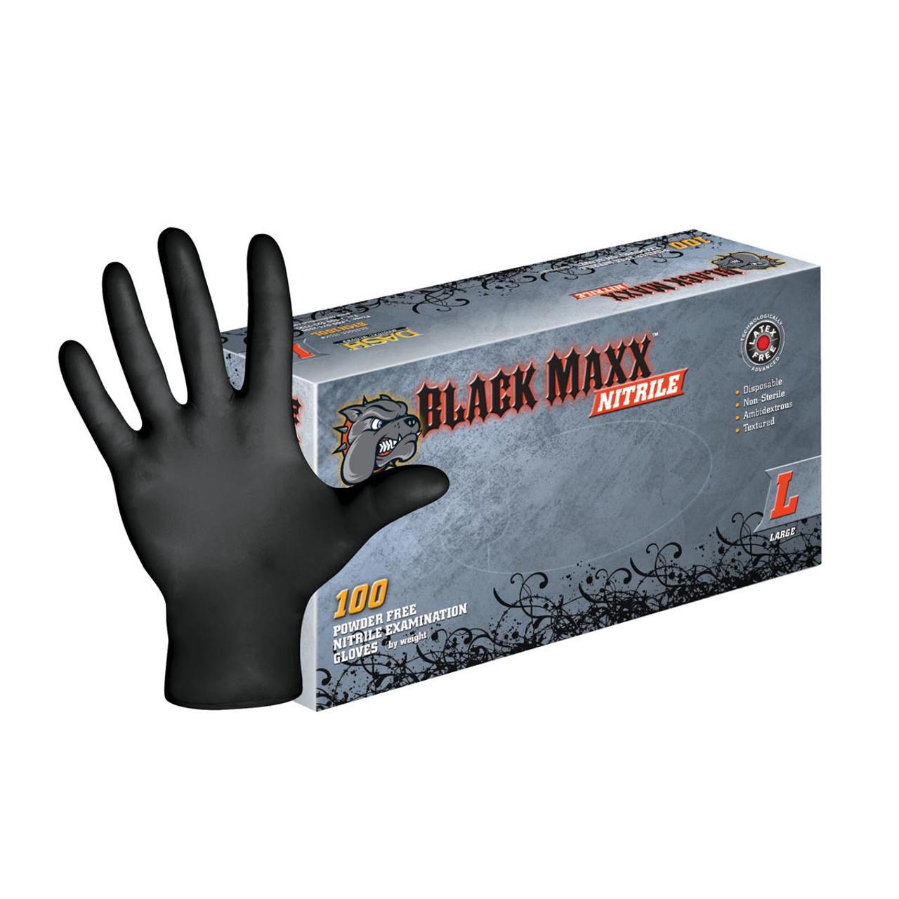 Black Maxx Nitrile Exam Gloves Large Black Non-Sterile 100/Box, 10 BX/CA Dash Medical Gloves Inc