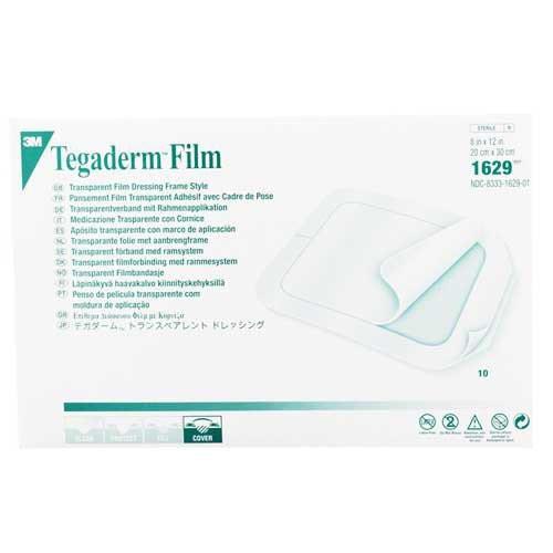 Tegaderm Film Frame Style Dressing 8x12" Ster Adhesive Adherent Natural Rubber Latex 1629