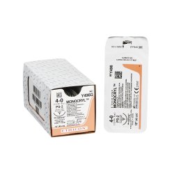 Absorbable Suture with Needle Monocryl™ Poliglecaprone PS-2 3/8 Circle Needle Size 4-0 Mono...
