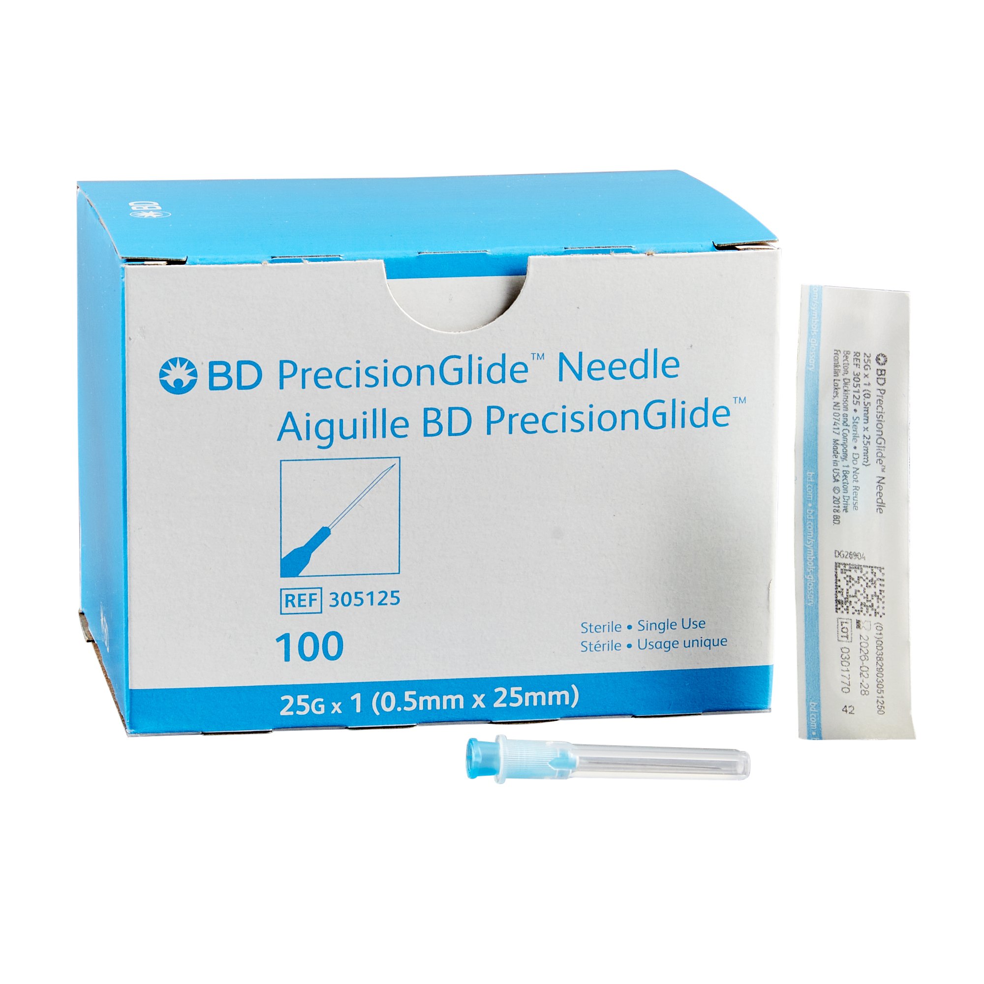 Hypodermic Needle PrecisionGlide™ 1 in Length 25 Gauge Thin Wall Without Safety