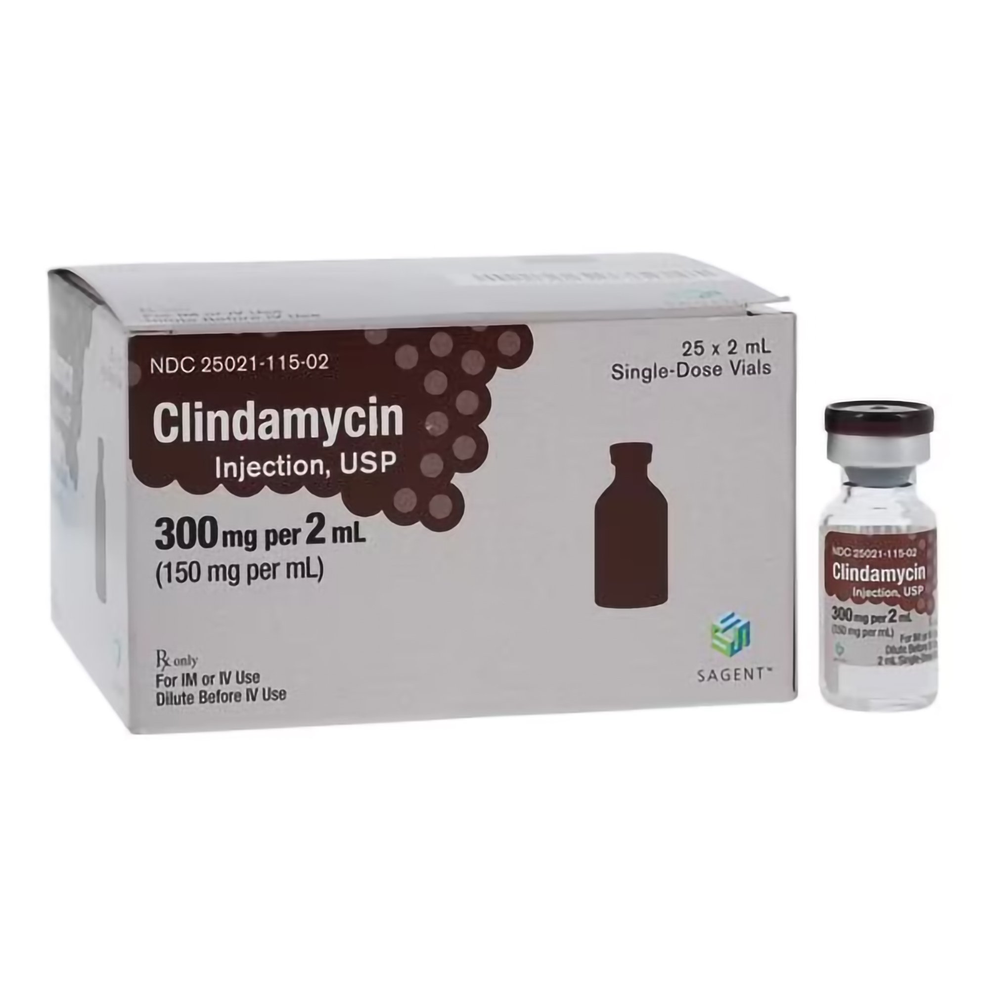 Clindamycin Phosphate 150 mg / mL Injection 2 mL Sagent Pharmaceuticals #25021011502