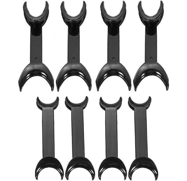 8 Pcs T-Shape Black Intraoral Cheek Lip Retractor Double Head Mouth Opener for Teeth Whitening Dental Orthodontic Tool Surgical Retractor