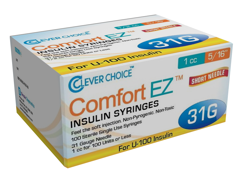 Comfort EZ Insulin Syringes 31G 1cc 5/16in 100ct Simple Diagnostics Inc