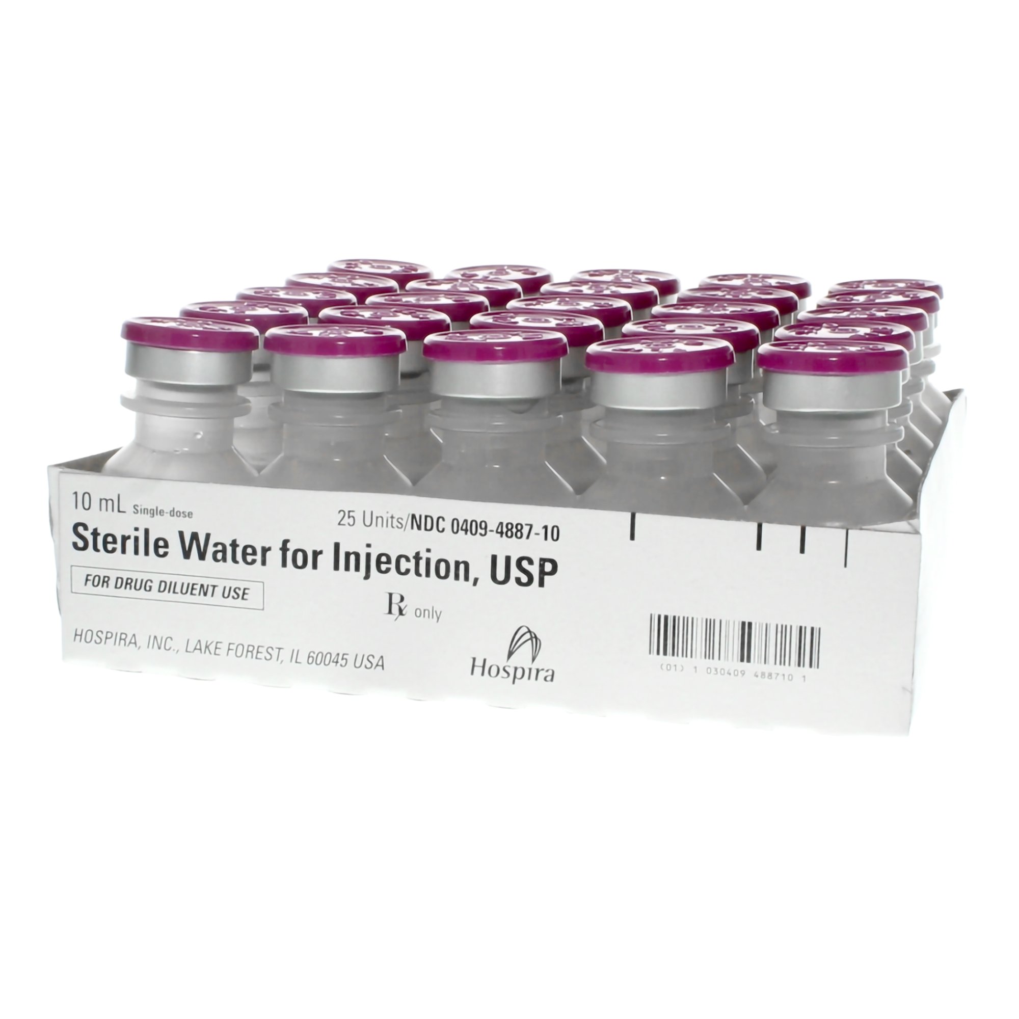 STERILE WATER for INJECTION 10ML SDV 25/BX Hospira 00409-4887-10
