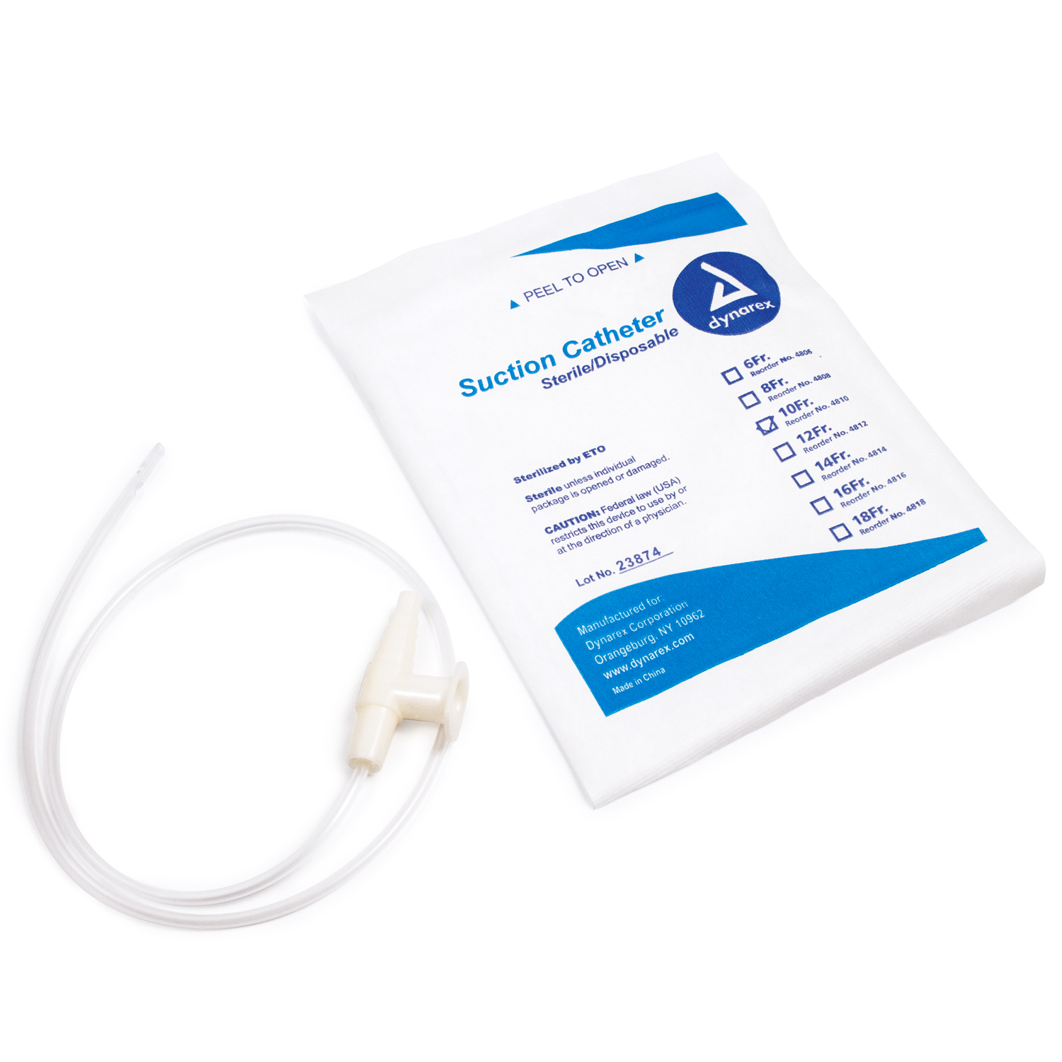 Suction Catheters Sterile, 10 FR, 50/Cs - Dynarex Corporation 4810