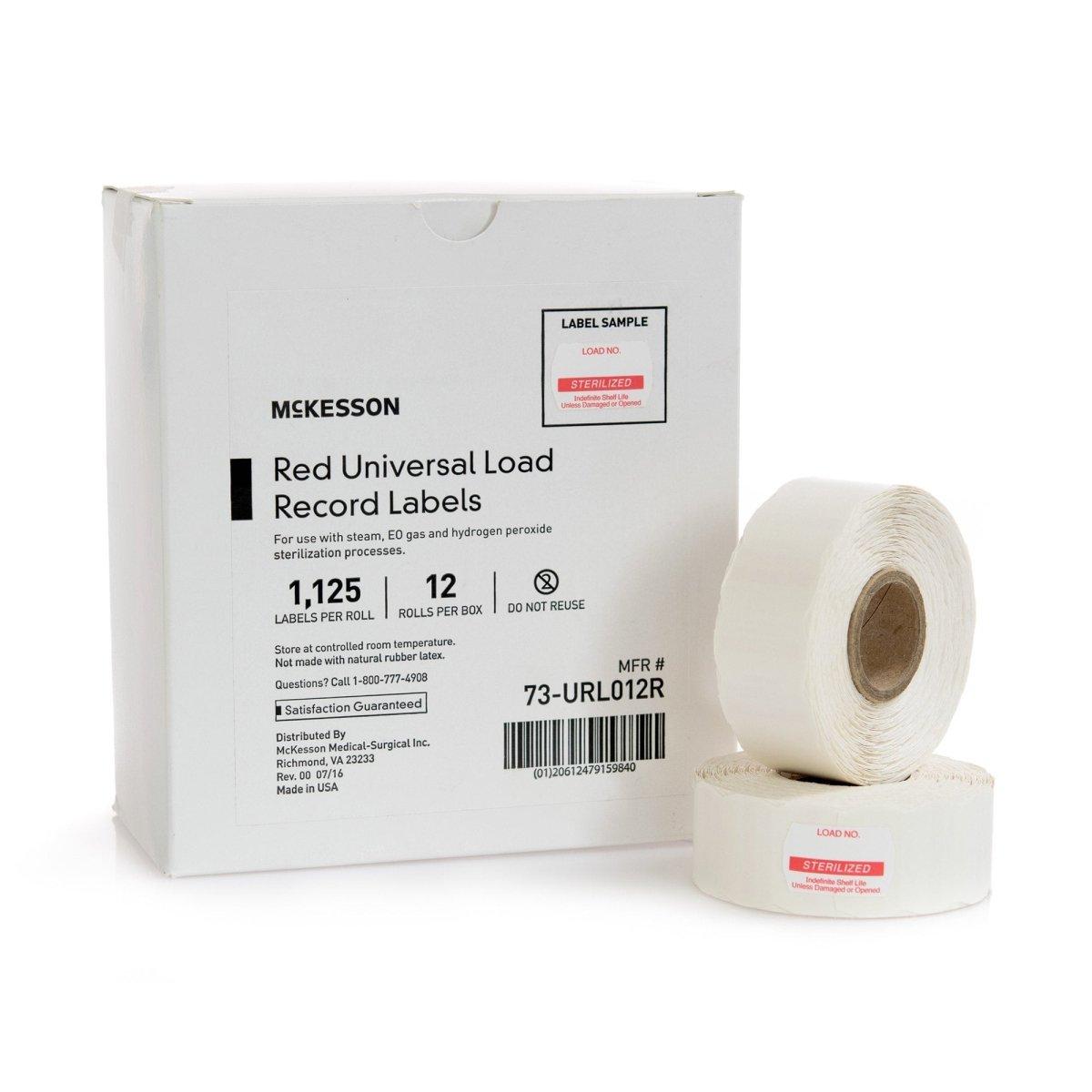Label Load No. Sterilized Red Universal 12Rl/Box SPS Medical Sterilization