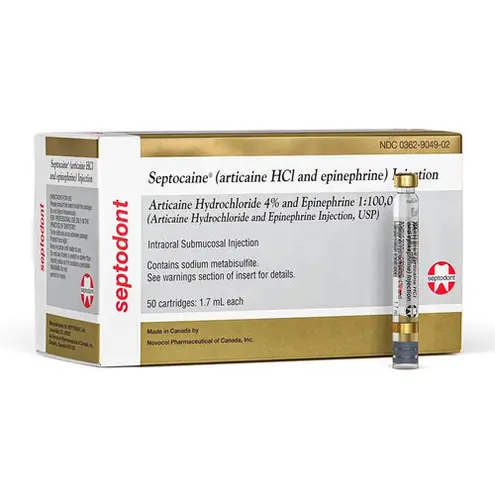 Septocaine® Articaine HCl 4% Epinephrine 1:100,000 50/Bx