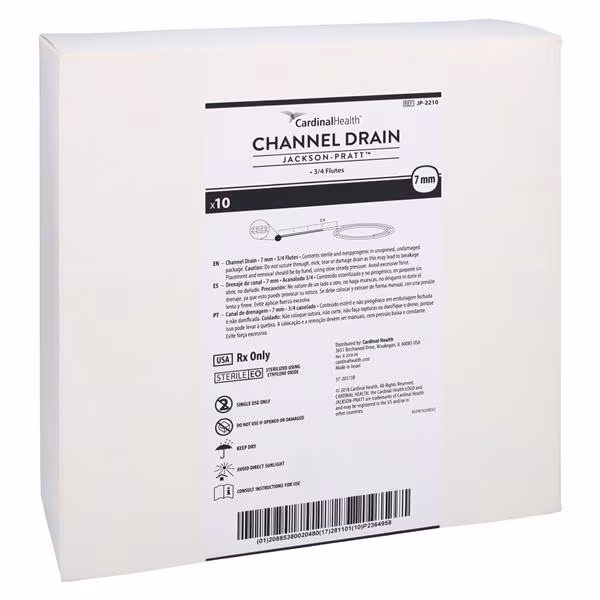 Jackson-Pratt Silicone Channel Drain Flat Tip 3/4 Fluted Cardinal Health