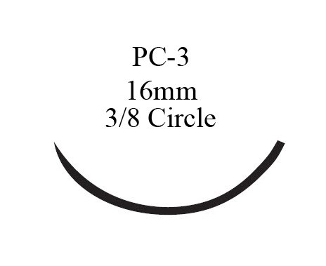 Nonabsorbable Suture with Needle Prolene™ Polypropylene PC-3 3/8 Circle Needle Size 4-...