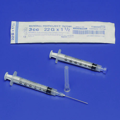 Syringe/Ndl Monoject Hypodermic 20g 1" Pink 3cc Color Coded Tri-Beveled 100/Box, 8 BX/CA 1180320100