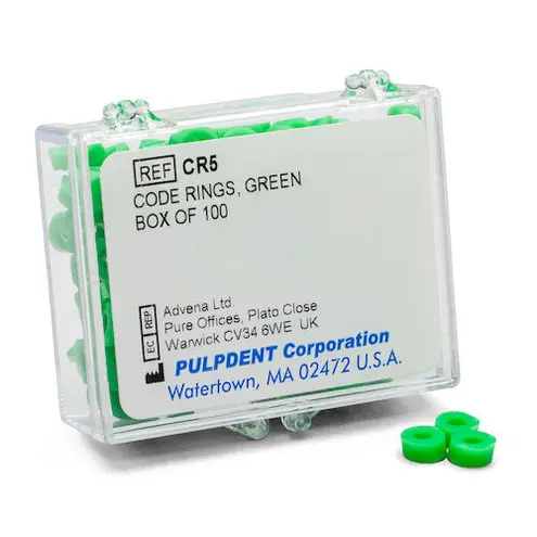 Pulpdent Green Silicone Color Code Instrument Rings 60/Bx. Large size: 7/32" ID