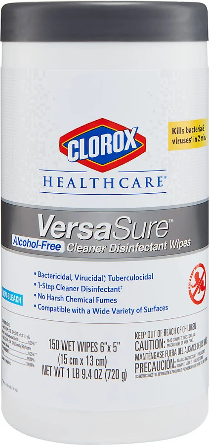Clorox Healthcare® VersaSure™ Cleaner Disinfectant Wipes Alcohol Free Canister of 150