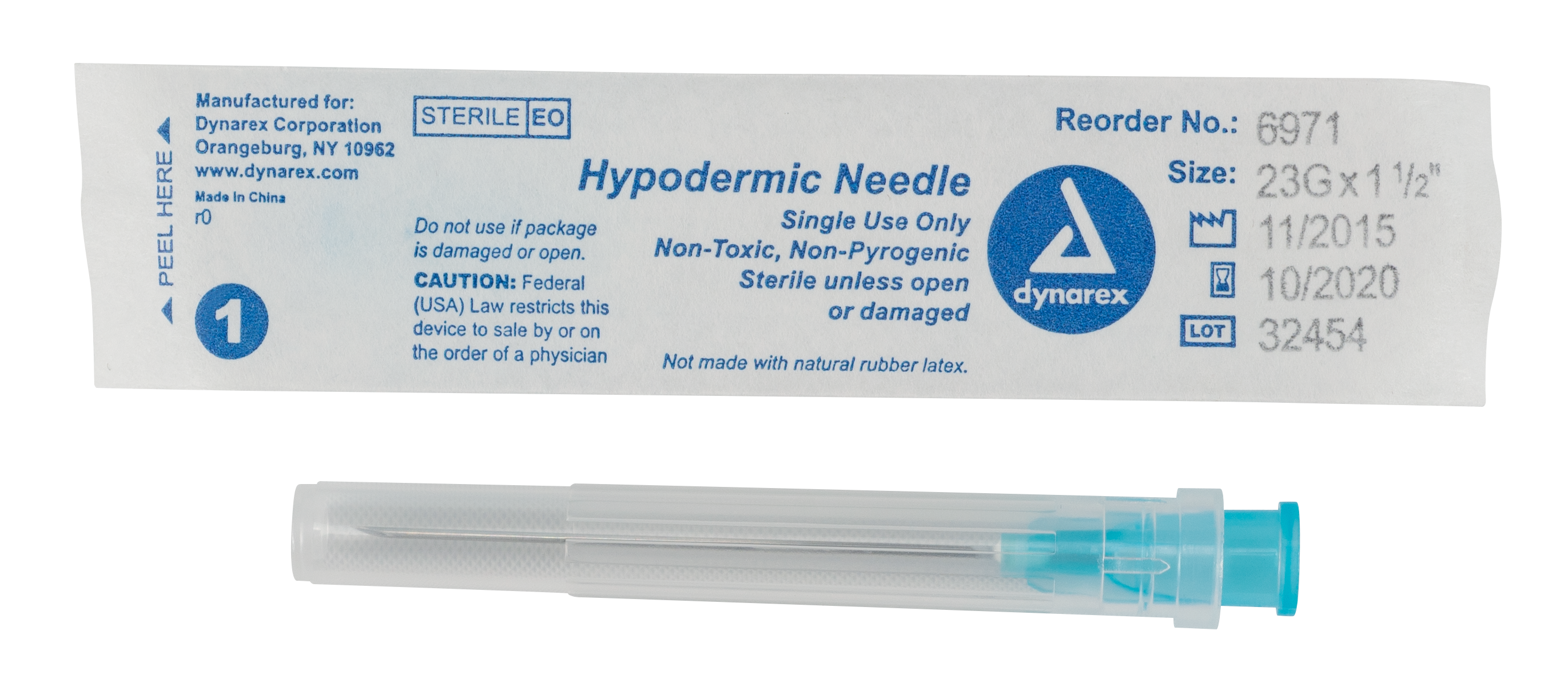 Hypodermic Needle 23G, 1 1/2 needle 100 Ct Dynarex Corporation