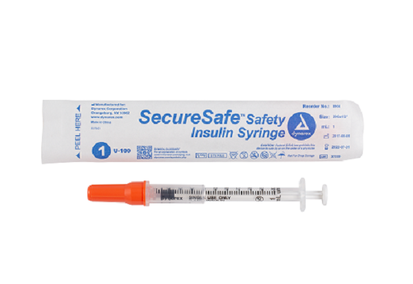 SecureSafe Safety Insulin Syringe 1cc 29G 1/2 100 Dynarex Corporation