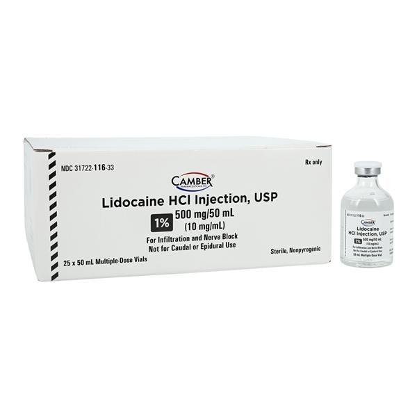 Lidocaine HCl Injection 1% MDV 50mL 25/Package Camber Pharmaceuticals