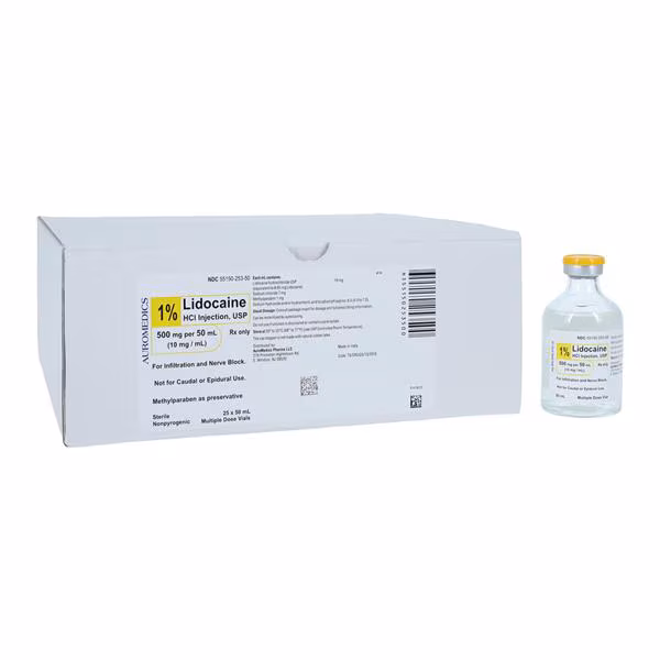 Lidocaine 1% Hydrochloride Injection MDV 50mlx25 Eugia AuroMedics Pharma 55150-0253-50