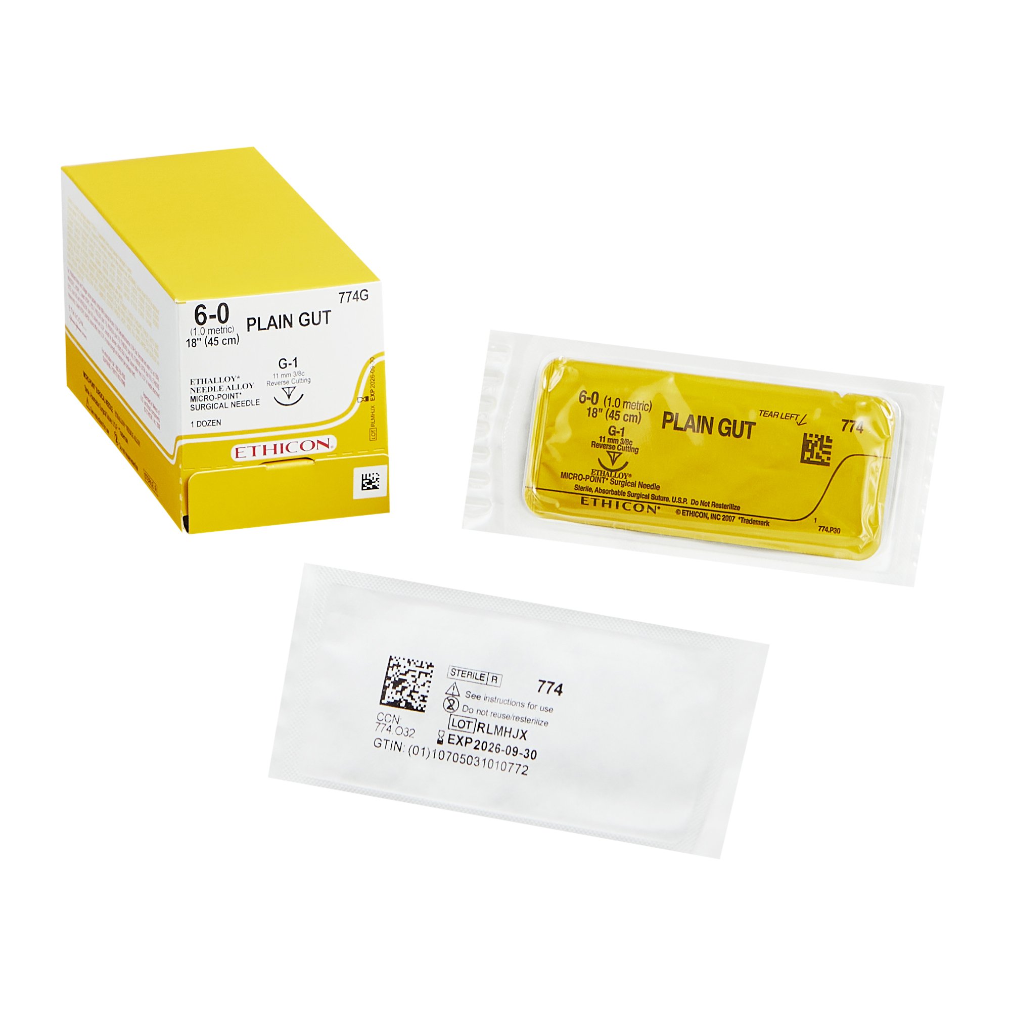 Absorbable Suture with Needle GUT PLAIN Gut G-1 3/8 Circle Precision Reverse SKU 138796