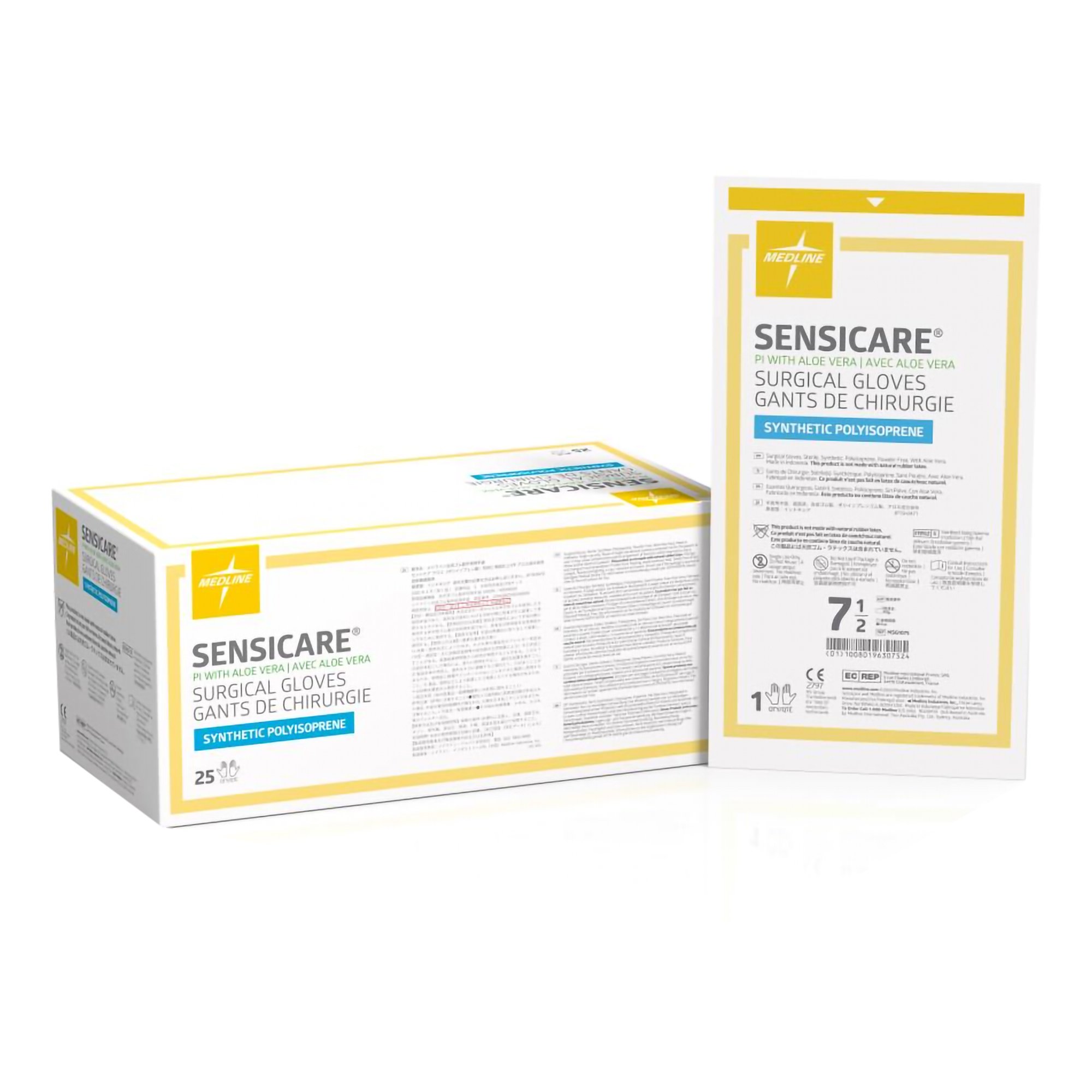 Surgical Glove SensiCare® Size 7.5 25 Pairs per Box Sterile Polyisoprene Smooth White Chemo Tested