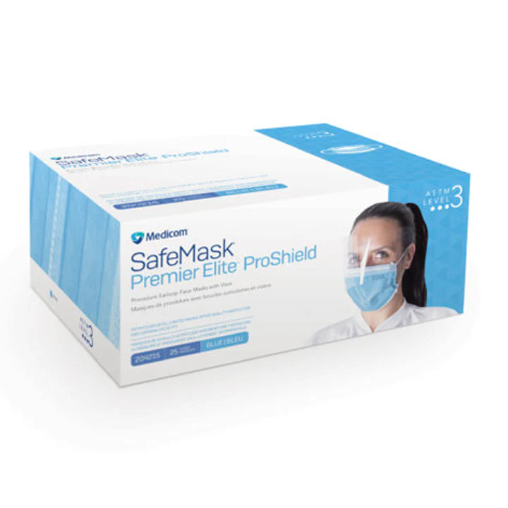 HSI Procedure Combination Mask / Shield Teal Disp Not From Nat ASTM Level 3 25/Box, 4 BX/CA 992251
