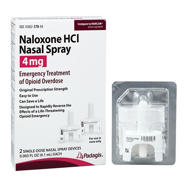 Naloxone HCl Nasal Spray 4mg/0.1mL Box 2/Box Padagis Us Llc