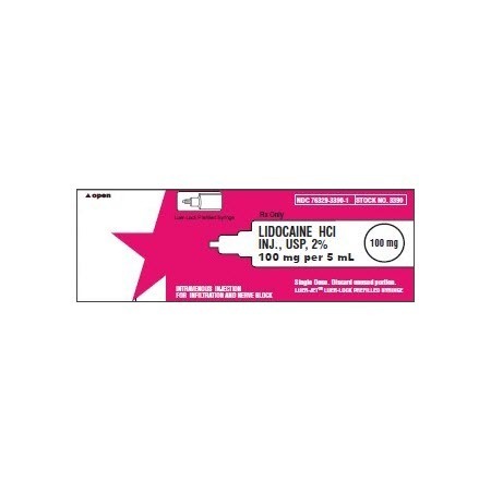 Lidocaine 2%, 100mg5ml, 5ml Luer-Jet™ Luer-Lock Prefllled Syringe NDC 76329-3390-1 Pack of 10C