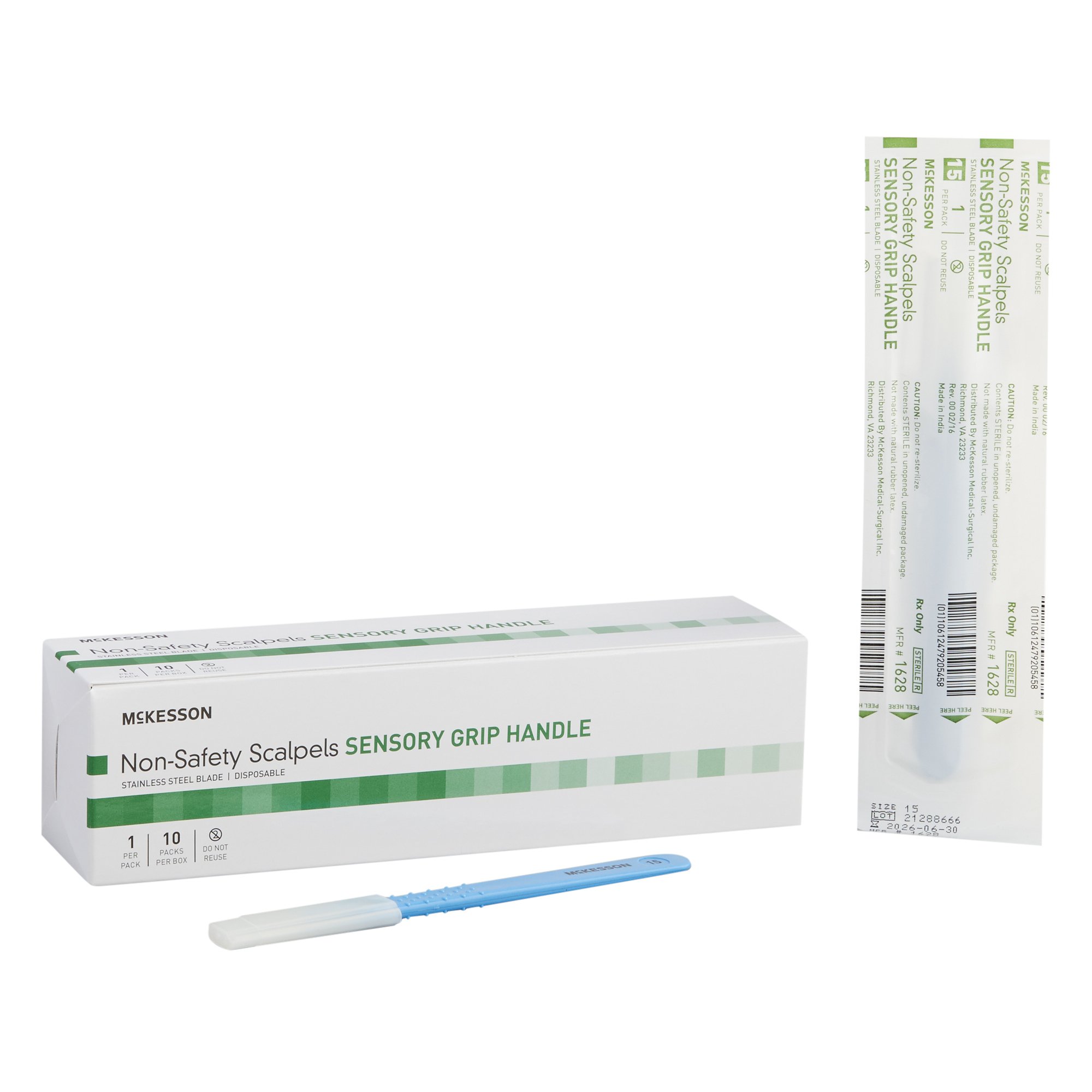 Scalpel McKesson No. 15 Stainless Steel / Plastic Sensory Grip Handle Sterile Disposable SCALPEL, S/