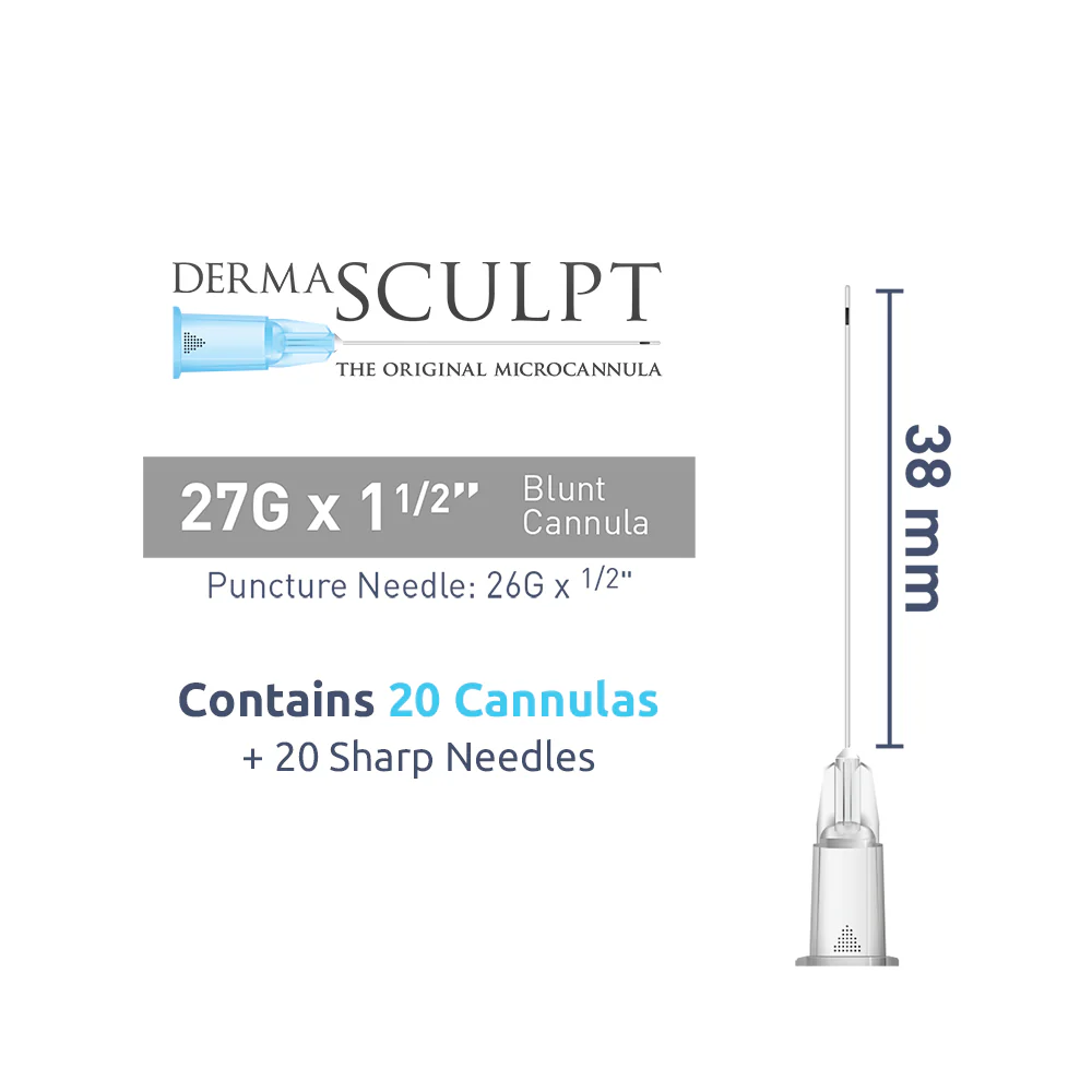 DermaSculpt 27G x 1 1/2" (38mm). Blunt Bevel Cannula