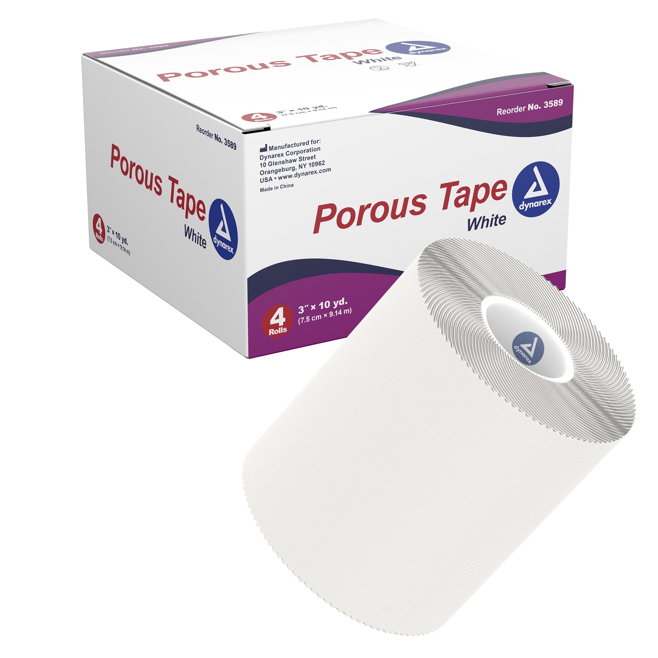 Porous Tape Cloth 3 x 10 yds 4 Ct Silk Tape Dynarex Corporation 3589