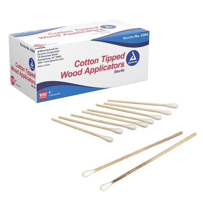 Appl Highly Absorbent Cotton Tip Cotton Tip 6 in Wood Shaft Ster 100/Box, 10 BX/CA 4304