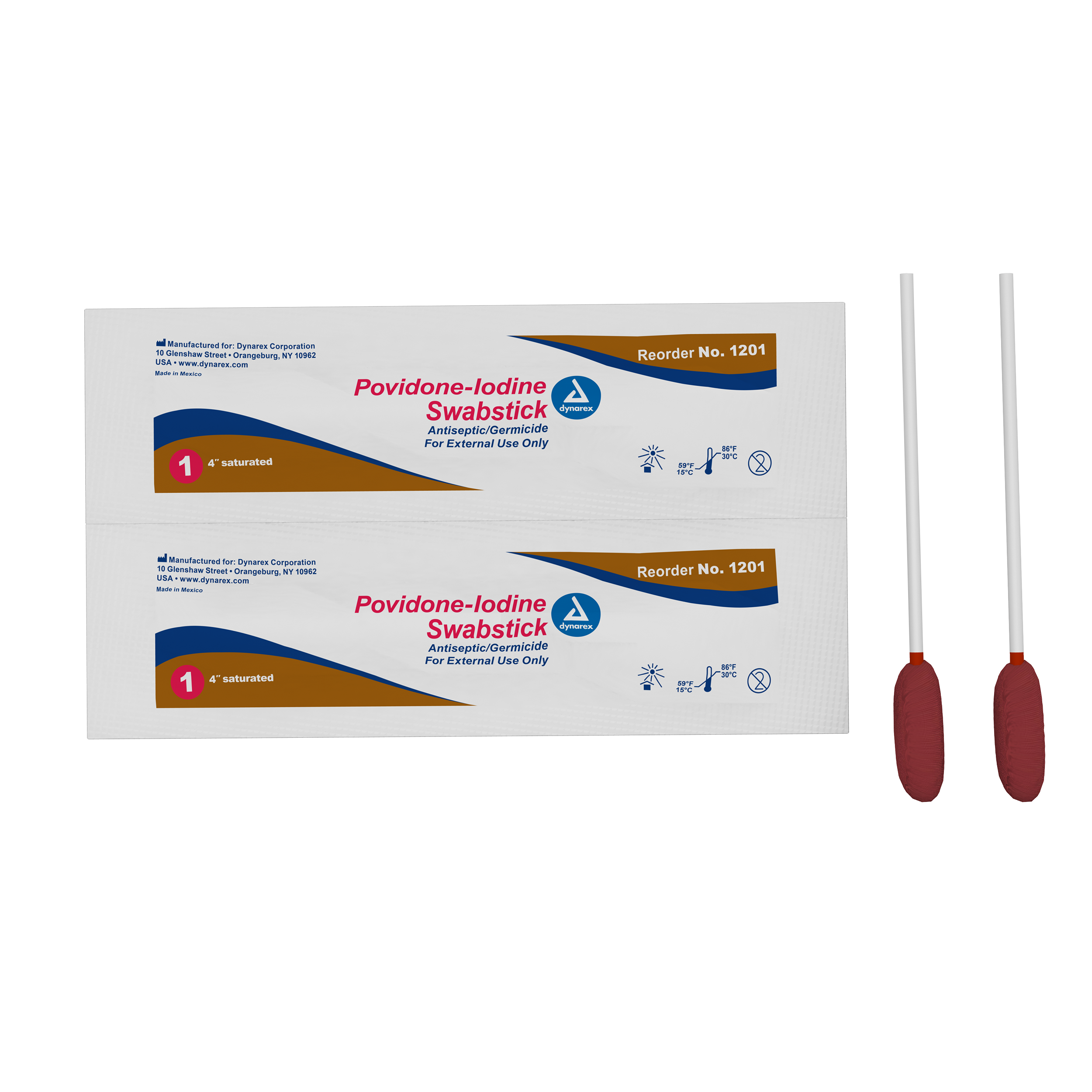 Povidone-Iodine Swabsticks 1 swab per packet 50BX Dynarex Corporation